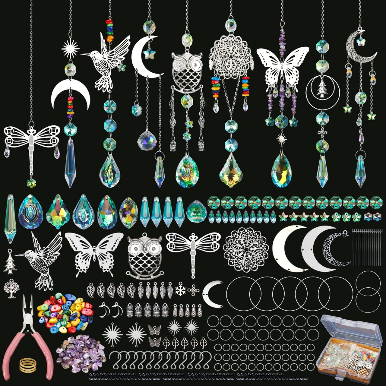 DIY Suncatcher Kit 460pcs Sun Catchers Making Supplies Art and Crafts for Adults Hanging Prism Sun Catcher with Crystals Ball Indoor Window Home Wedding Garden Festival Decor Gifts